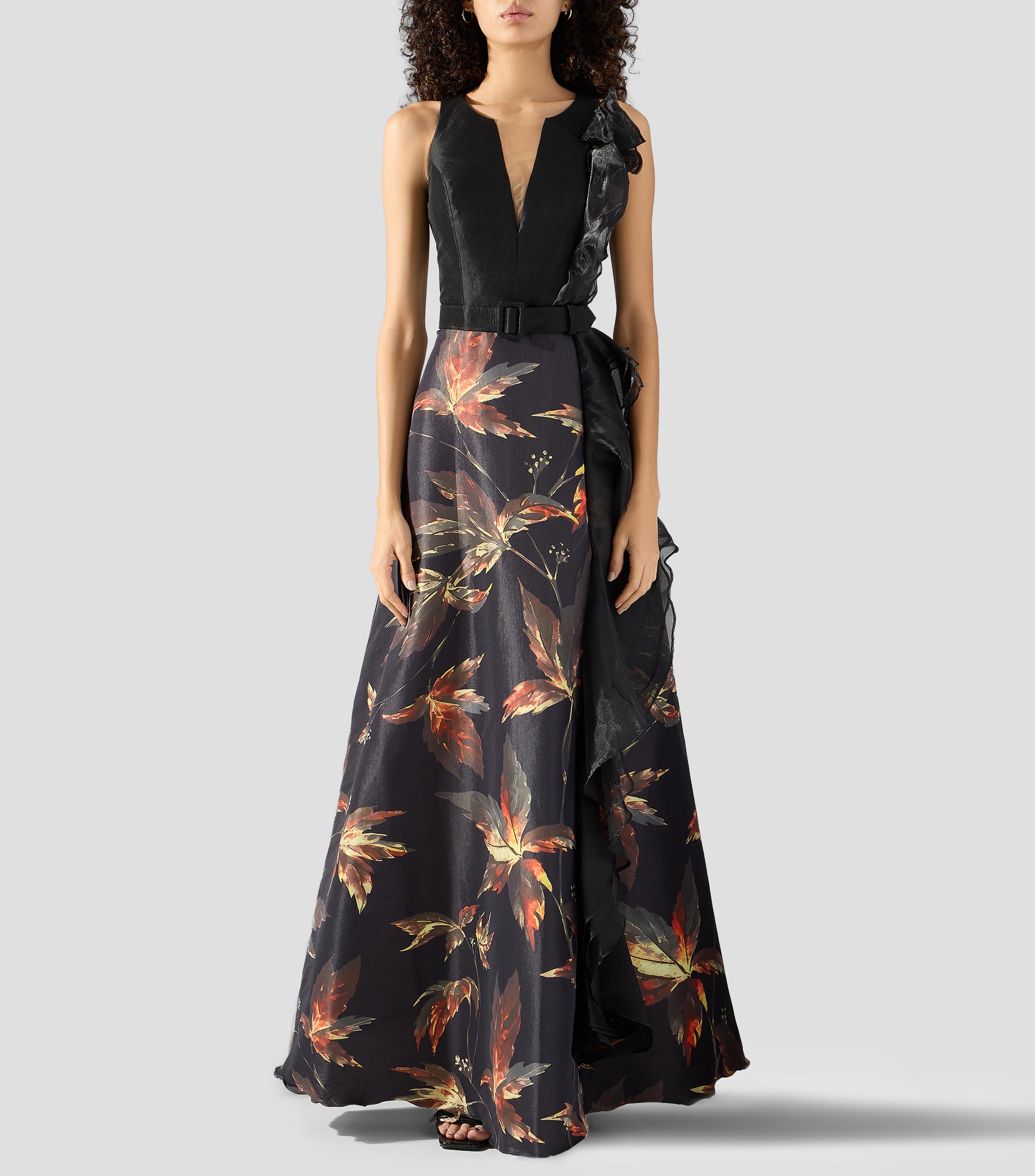 Vestido de fiesta largo estampado Mujer